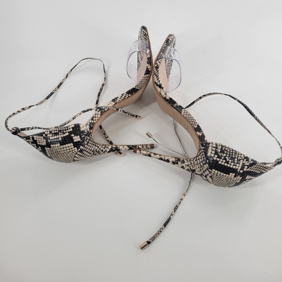 ALDO Women Snake Print Leather clear Stiletto Heel Dress Cocktail 8.5 New - Picture 3 of 5